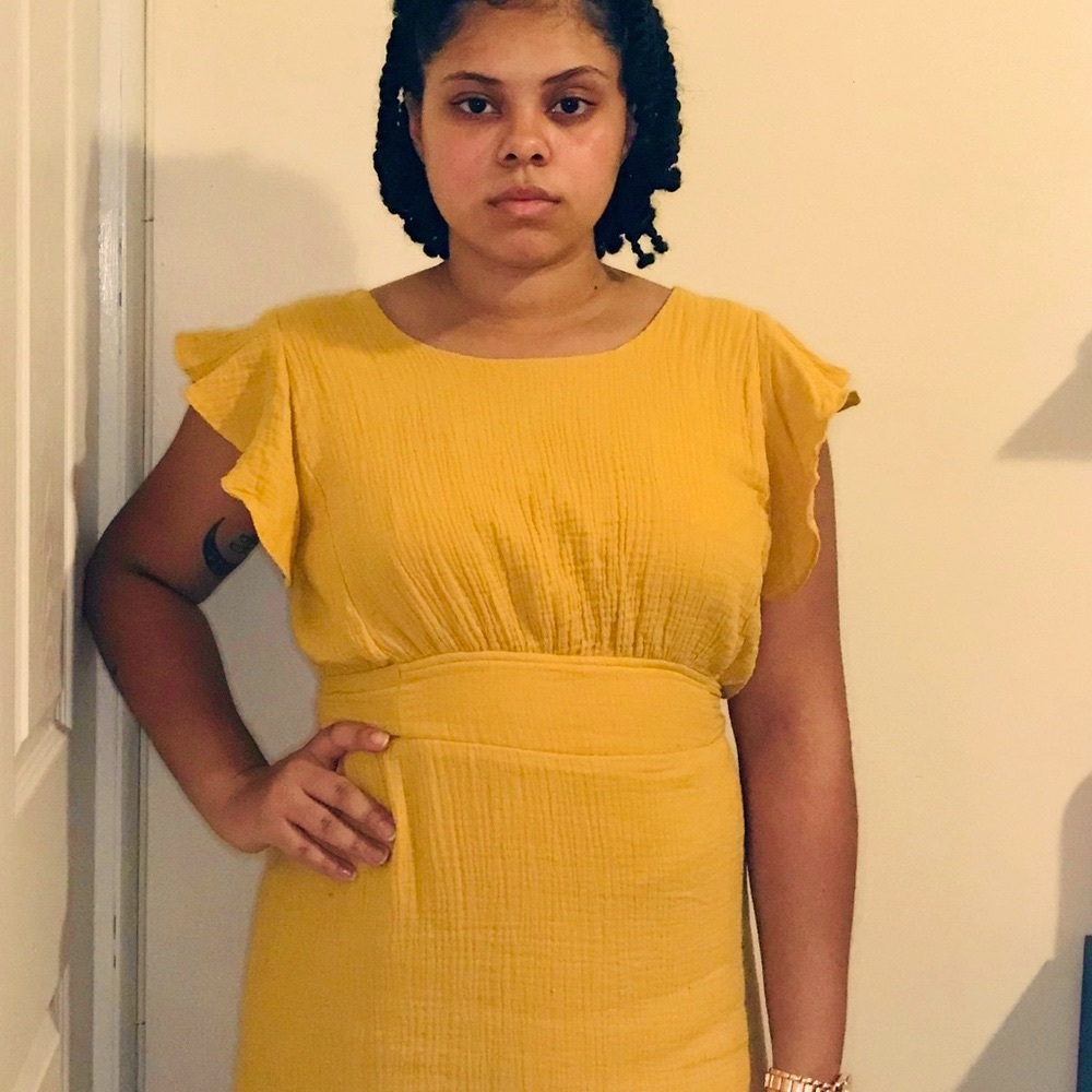 Flutter Sleeve Yellow Maxi Dress